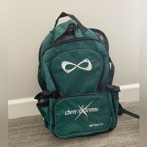 Nfinity Cheer Sparkle Competition bag in teal with Cheer Extreme embroidery